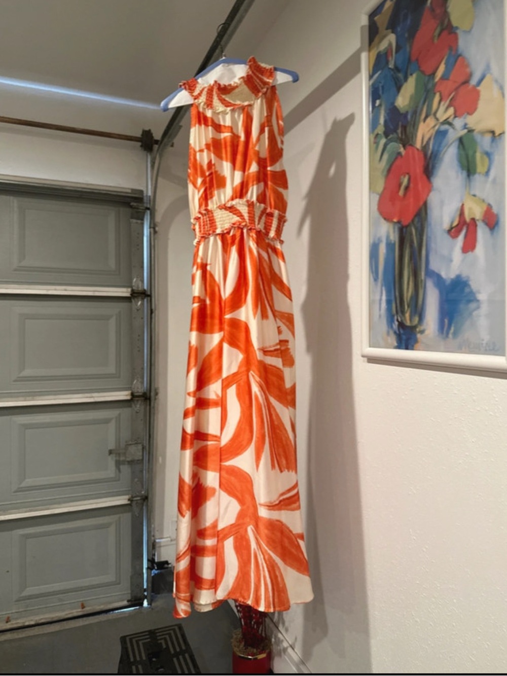 MELLODAY Orange & White Palm-Print Maxi Dress